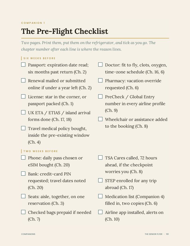 Page 161 of the Rule Book: companion 1, the Pre-Flight Checklist.